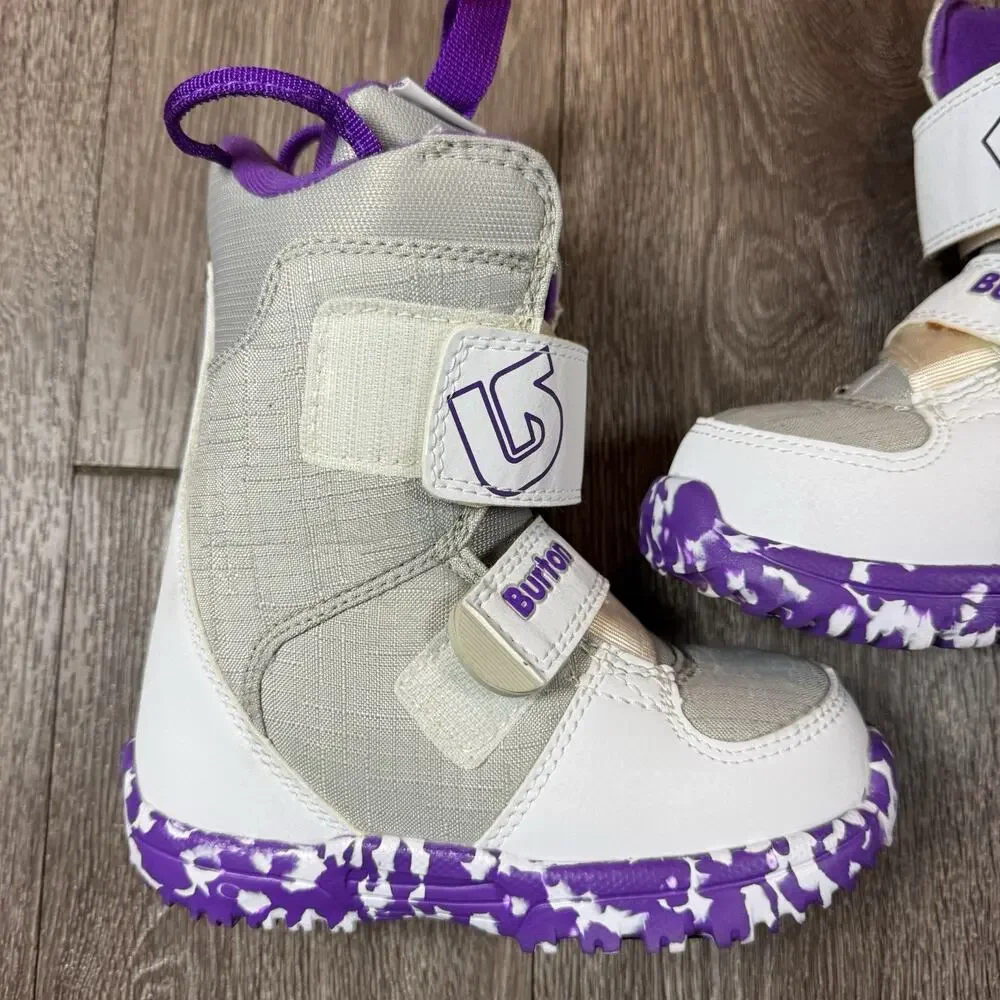 Burton Kids' Mini Grom Snowboard Ski Boots White Purple US Size 11 C